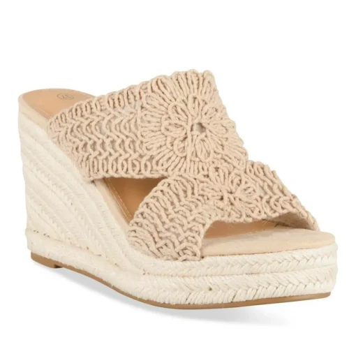 Mules Corde ROSE Femme Motif Tressé A Enfiler