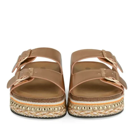 Mules Corde ROSE Femme Motif Vernis A Enfiler
