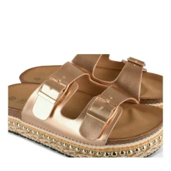 Mules Corde ROSE Femme Motif Vernis A Enfiler