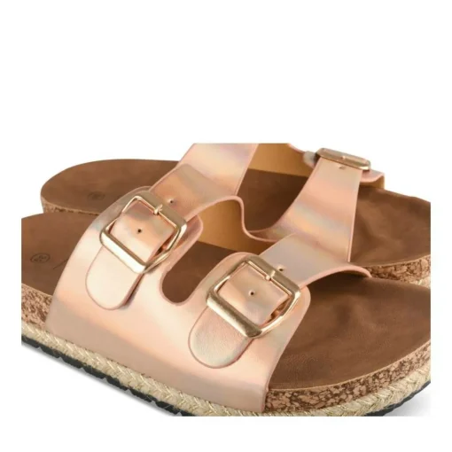 Mules Corde ROSE Femme Motif Iridescent A Enfiler