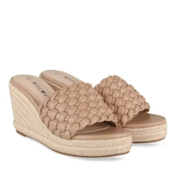 Mules Corde TAUPE Femme Motif Tressé A Enfiler