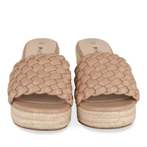 Mules Corde TAUPE Femme Motif Tressé A Enfiler