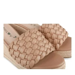 Mules Corde TAUPE Femme Motif Tressé A Enfiler