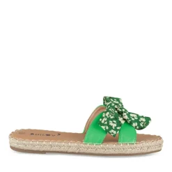 Mules Corde VERT Femme Motif Fleuri A Enfiler