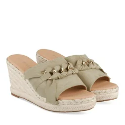Mules Corde VERT Femme Motif Chaîne A Enfiler