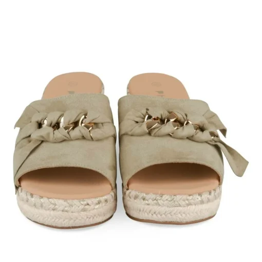 Mules Corde VERT Femme Motif Chaîne A Enfiler