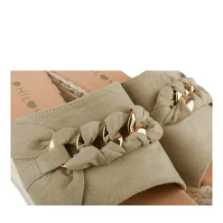 Mules Corde VERT Femme Motif Chaîne A Enfiler