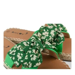 Mules Corde VERT Femme Motif Fleuri A Enfiler