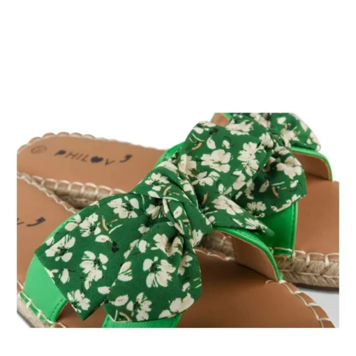 Mules Corde VERT Femme Motif Fleuri A Enfiler