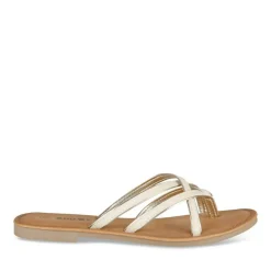 Mules Entredoigt BEIGE/OR Femme Motif Uni A Enfiler