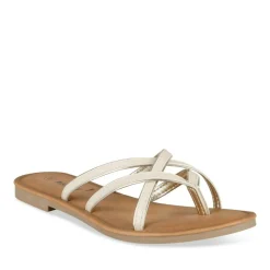 Mules Entredoigt BEIGE/OR Femme Motif Uni A Enfiler