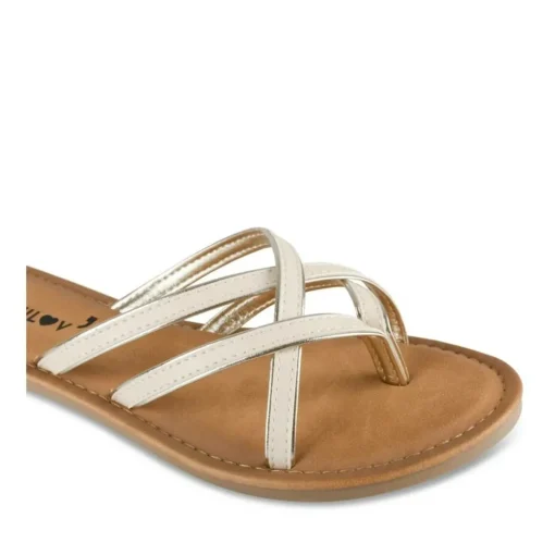 Mules Entredoigt BEIGE/OR Femme Motif Uni A Enfiler