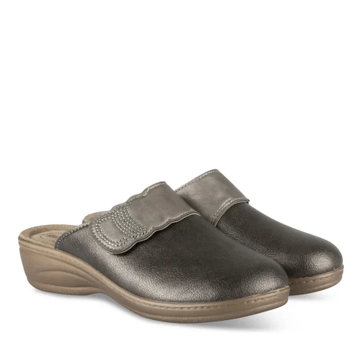 Mules GRIS Femme Motif Uni A Enfiler