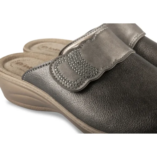 Mules GRIS Femme Motif Uni A Enfiler