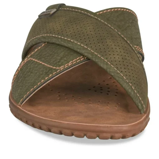 Mules KAKI Homme Motif Uni A Enfiler