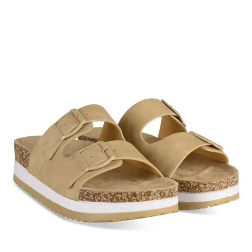 Mules Liège BEIGE Femme Motif Uni A Enfiler