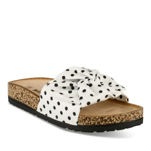Mules Liège BLANC Femme Motif A Pois A Enfiler