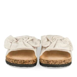 Mules Liège BLANC Femme Motif Rayures A Enfiler