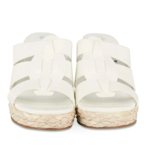 Mules Liège BLANC Femme Motif Uni A Enfiler