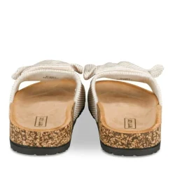 Mules Liège BLANC Femme Motif Rayures A Enfiler