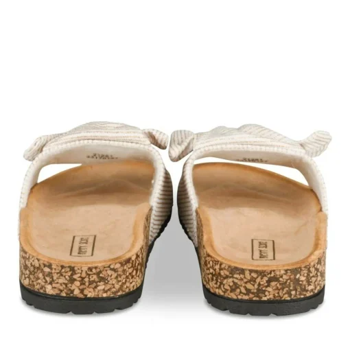 Mules Liège BLANC Femme Motif Rayures A Enfiler