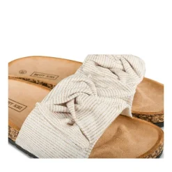 Mules Liège BLANC Femme Motif Rayures A Enfiler