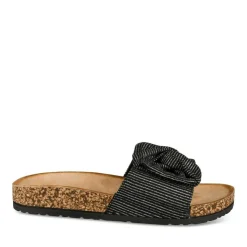 Mules Liège NOIR Femme Motif Rayures A Enfiler