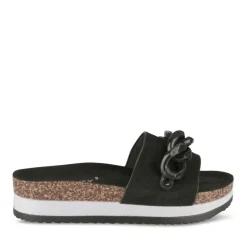 Mules Liège NOIR Femme Motif Chaîne A Enfiler