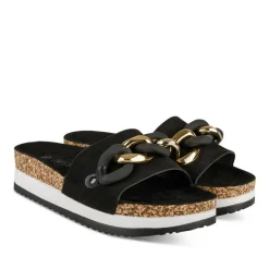 Mules Liège NOIR Femme Motif Chaîne A Enfiler
