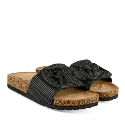 Mules Liège NOIR Femme Motif Rayures A Enfiler