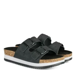 Mules Liège NOIR Femme Motif Uni A Enfiler