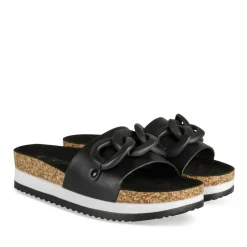 Mules Liège NOIR Femme Motif Chaîne A Enfiler