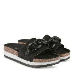 Mules Liège NOIR Femme Motif Chaîne A Enfiler