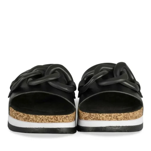 Mules Liège NOIR Femme Motif Chaîne A Enfiler