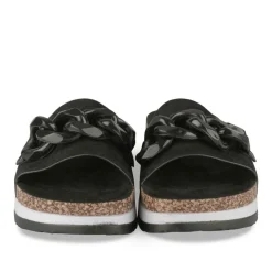 Mules Liège NOIR Femme Motif Chaîne A Enfiler