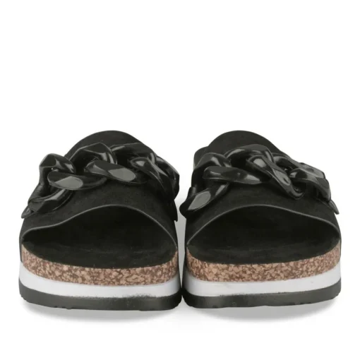 Mules Liège NOIR Femme Motif Chaîne A Enfiler
