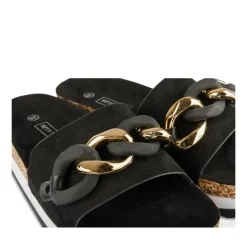 Mules Liège NOIR Femme Motif Chaîne A Enfiler