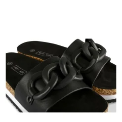 Mules Liège NOIR Femme Motif Chaîne A Enfiler