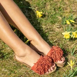 Mules Liège ROUGE Femme A Enfiler
