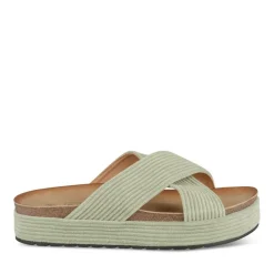 Mules Liège VERT Femme Motif Uni A Enfiler