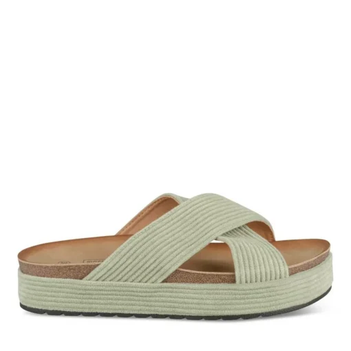 Mules Liège VERT Femme Motif Uni A Enfiler