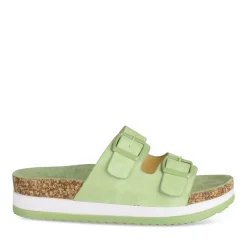 Mules Liège VERT Femme Motif Uni A Enfiler