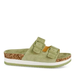 Mules Liège VERT Femme Motif Uni A Enfiler