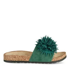 Mules Liège VERT Femme Motif Uni A Enfiler
