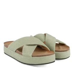 Mules Liège VERT Femme Motif Uni A Enfiler