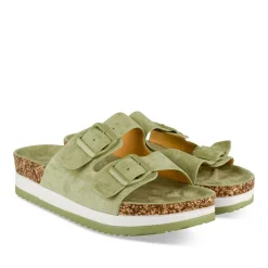 Mules Liège VERT Femme Motif Uni A Enfiler