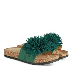 Mules Liège VERT Femme Motif Uni A Enfiler