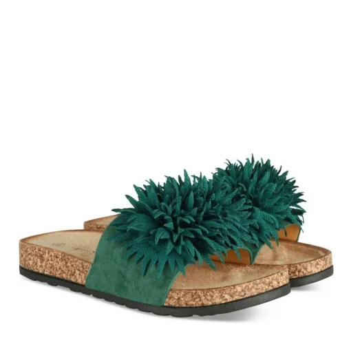 Mules Liège VERT Femme Motif Uni A Enfiler