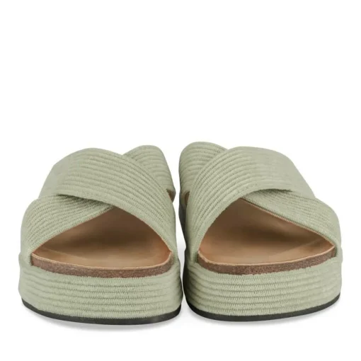 Mules Liège VERT Femme Motif Uni A Enfiler