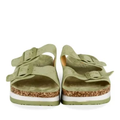 Mules Liège VERT Femme Motif Uni A Enfiler